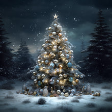 Load image into Gallery viewer, Diamond Painting - Full Round - Christmas tree in winter snow (30*30CM)
