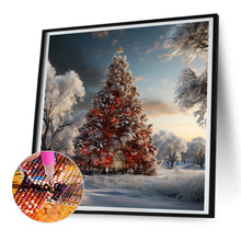 Load image into Gallery viewer, Diamond Painting - Full Round - Christmas tree in winter snow (30*30CM)
