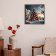 Load image into Gallery viewer, Diamond Painting - Full Round - Christmas tree in winter snow (30*30CM)
