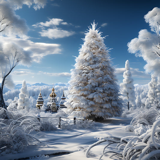Diamond Painting - Full Round - Christmas tree in winter snow (30*30CM)