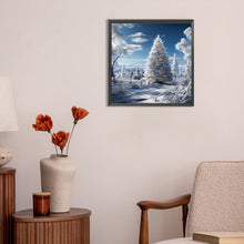 Load image into Gallery viewer, Diamond Painting - Full Round - Christmas tree in winter snow (30*30CM)
