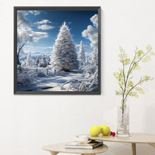 Load image into Gallery viewer, Diamond Painting - Full Round - Christmas tree in winter snow (30*30CM)
