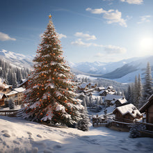 Load image into Gallery viewer, Diamond Painting - Full Round - Christmas tree in winter snow (30*30CM)
