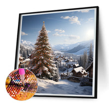 Load image into Gallery viewer, Diamond Painting - Full Round - Christmas tree in winter snow (30*30CM)
