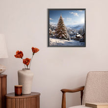 Load image into Gallery viewer, Diamond Painting - Full Round - Christmas tree in winter snow (30*30CM)
