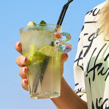 Load image into Gallery viewer, 2 PCS 26 Letters Double Side Diamond Wine Glass Charms Wine Glass Identification
