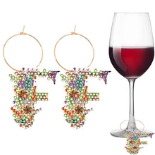 Load image into Gallery viewer, 2 PCS 26 Letters Double Side Diamond Wine Glass Charms Wine Glass Identification
