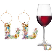 Load image into Gallery viewer, 2 PCS 26 Letters Double Side Diamond Wine Glass Charms Wine Glass Identification

