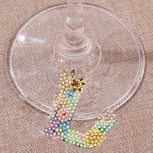 Load image into Gallery viewer, 2 PCS 26 Letters Double Side Diamond Wine Glass Charms Wine Glass Identification
