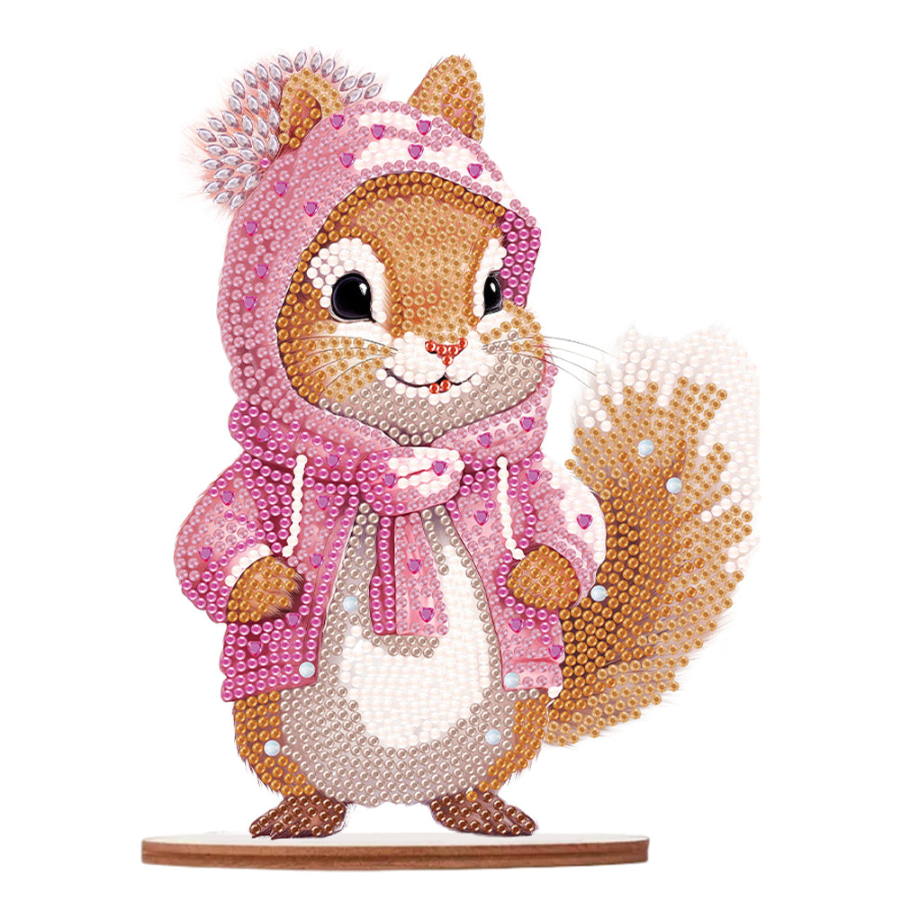 Acrylic Diamond Painting Desktop Decorations for Office Decor (Pink Squirrel)