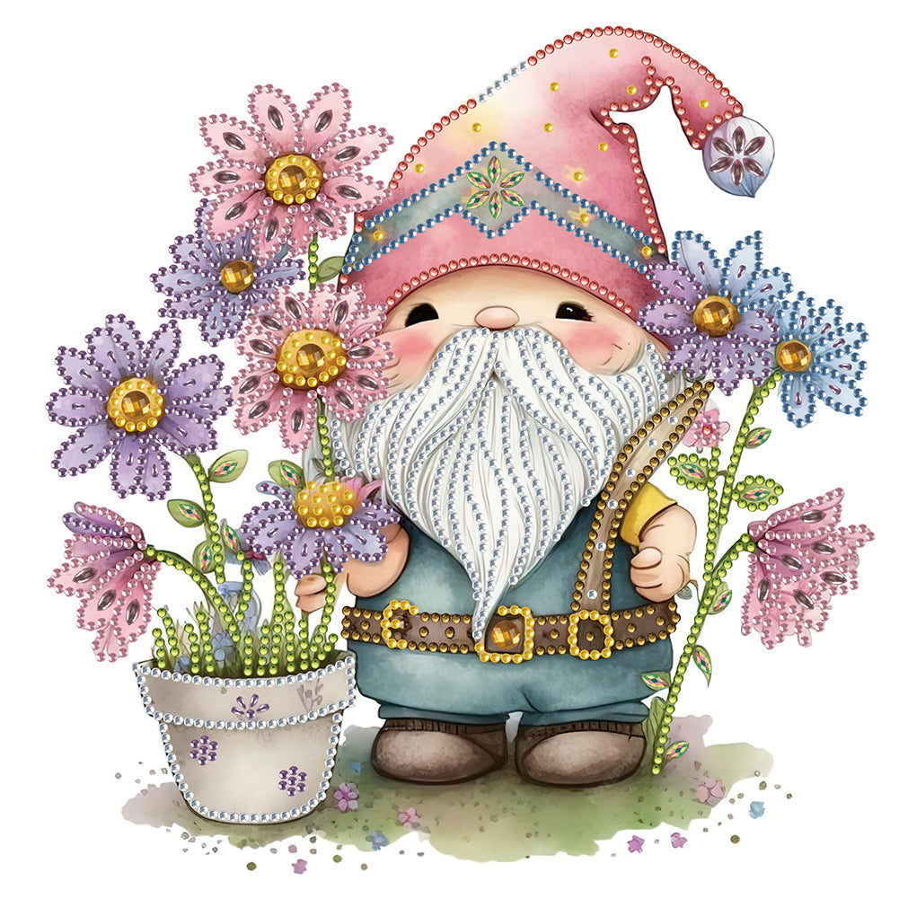 Diamond Painting - Partial Special Shaped - Gnome Daisy (30*30CM)
