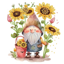 Load image into Gallery viewer, Diamond Painting - Partial Special Shaped - Gnome¡¤Sunflower (30*30CM)

