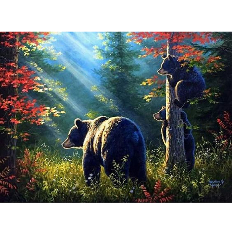 Diamond Painting - Full Round - Brown bear in the woods (50*40CM)