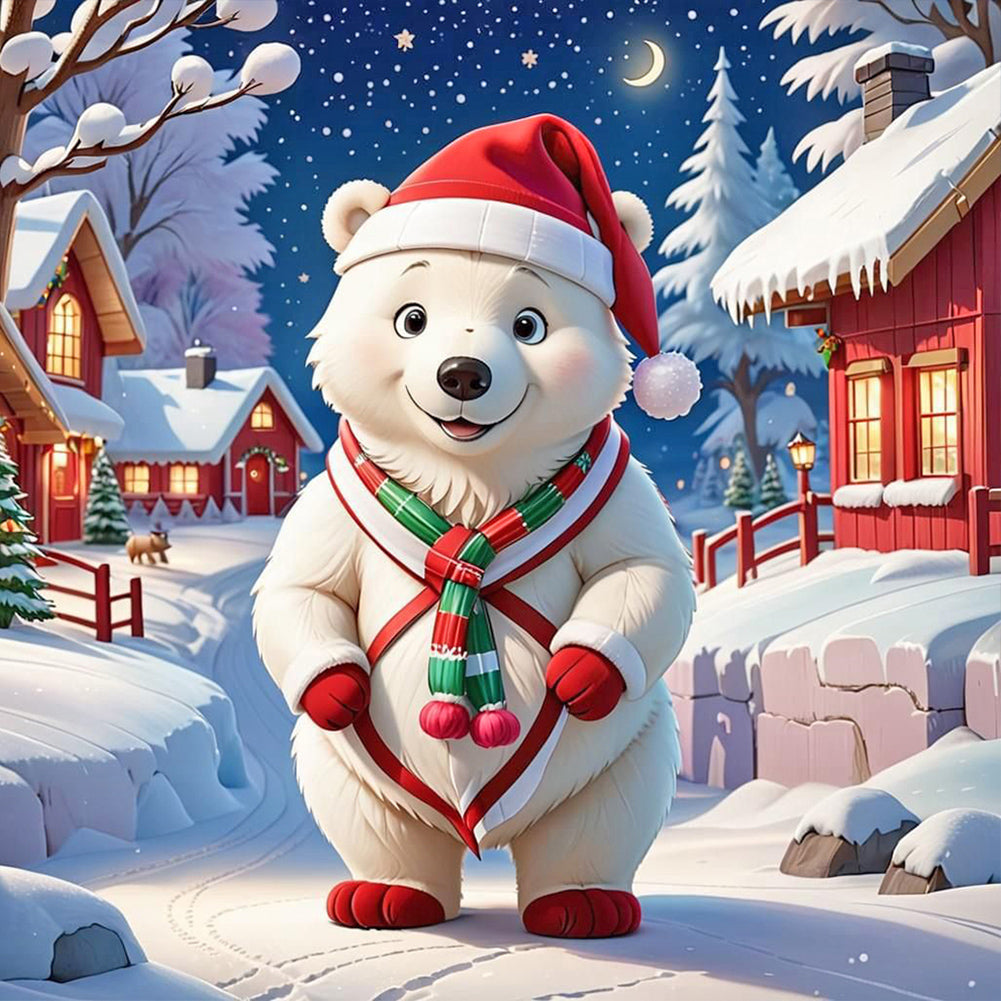 Diamond Painting - Full Round - Christmas white bear (40*40CM)