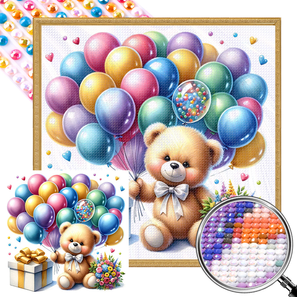 AB Diamond Painting - Full Round - balloon gift bear (40*40CM)
