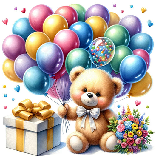 AB Diamond Painting - Full Round - balloon gift bear (40*40CM)