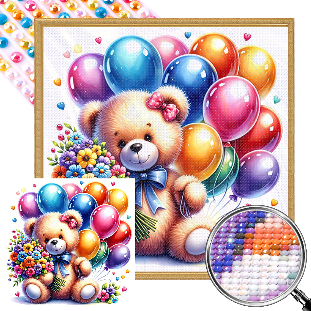AB Diamond Painting - Full Round - balloon gift bear (40*40CM)
