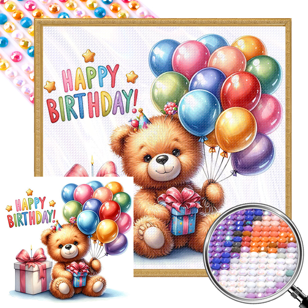 AB Diamond Painting - Full Round - balloon gift bear (40*40CM)