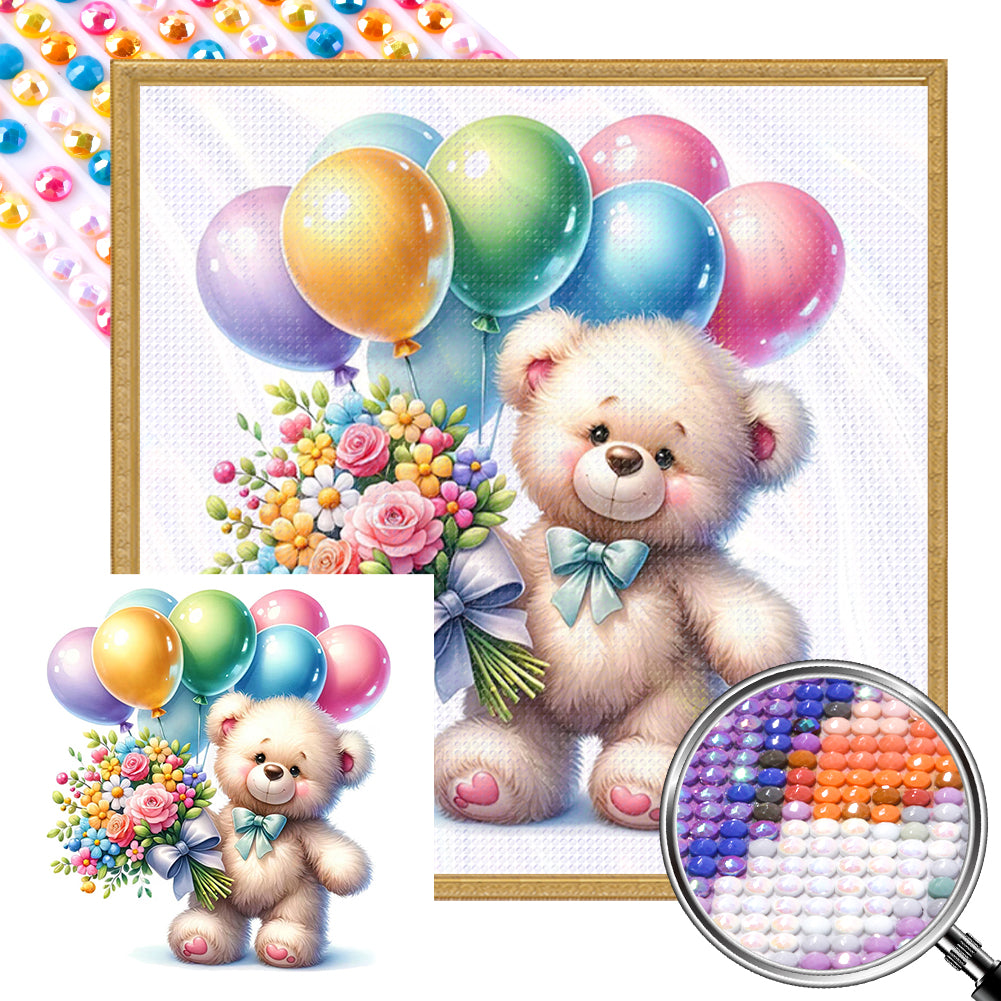 AB Diamond Painting - Full Round - balloon gift bear (40*40CM)