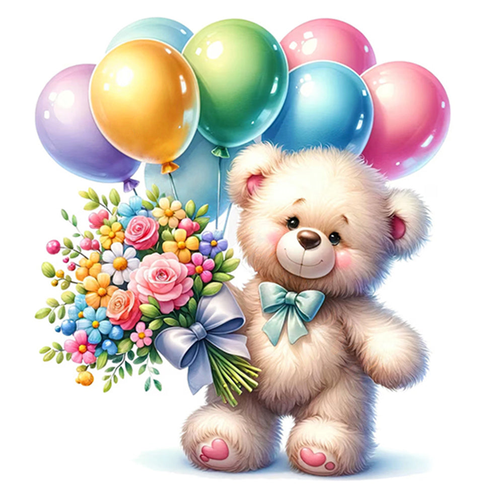 AB Diamond Painting - Full Round - balloon gift bear (40*40CM)