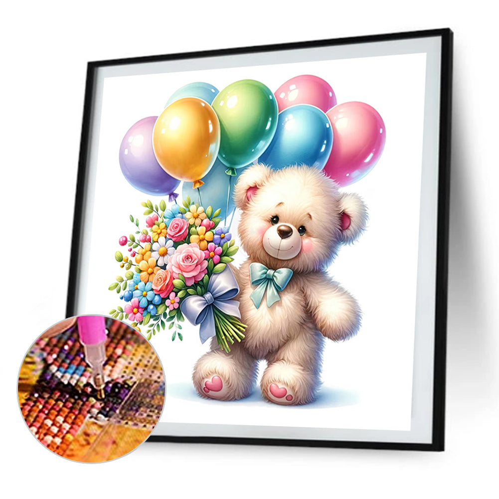 AB Diamond Painting - Full Round - balloon gift bear (40*40CM)