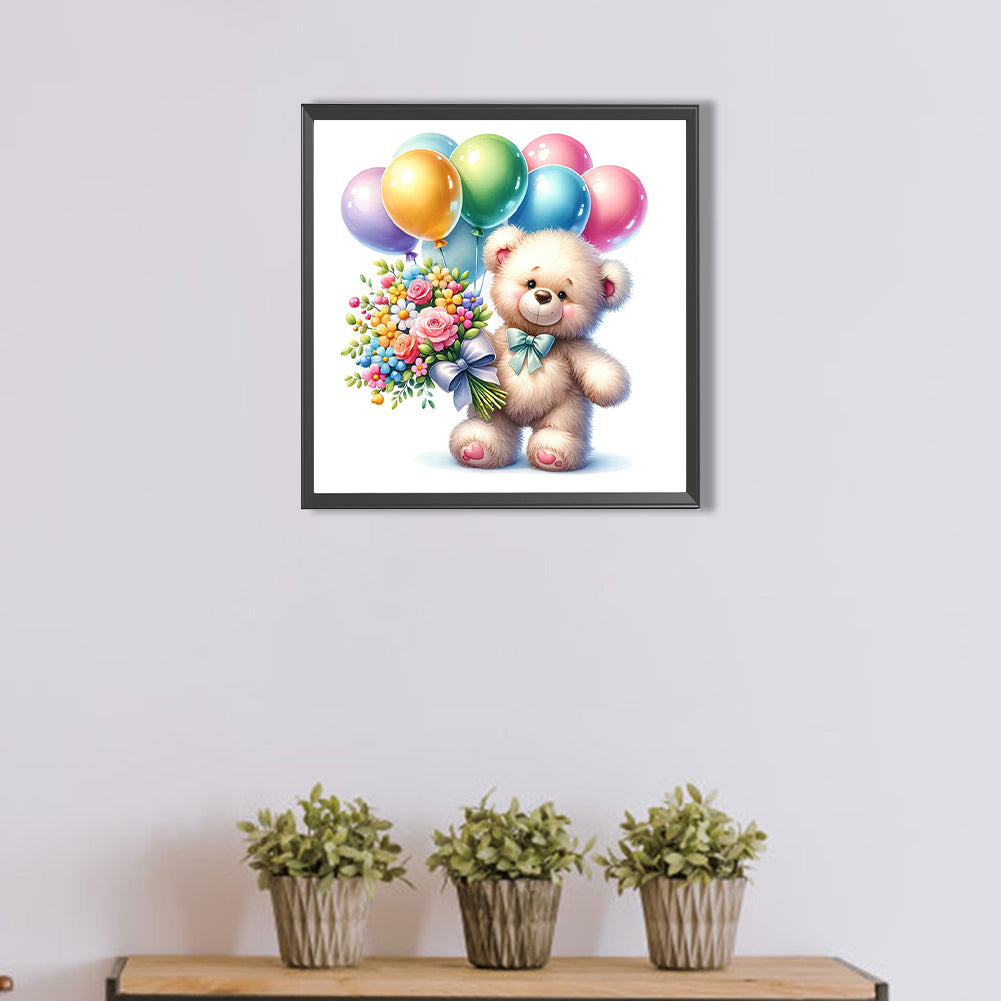 AB Diamond Painting - Full Round - balloon gift bear (40*40CM)
