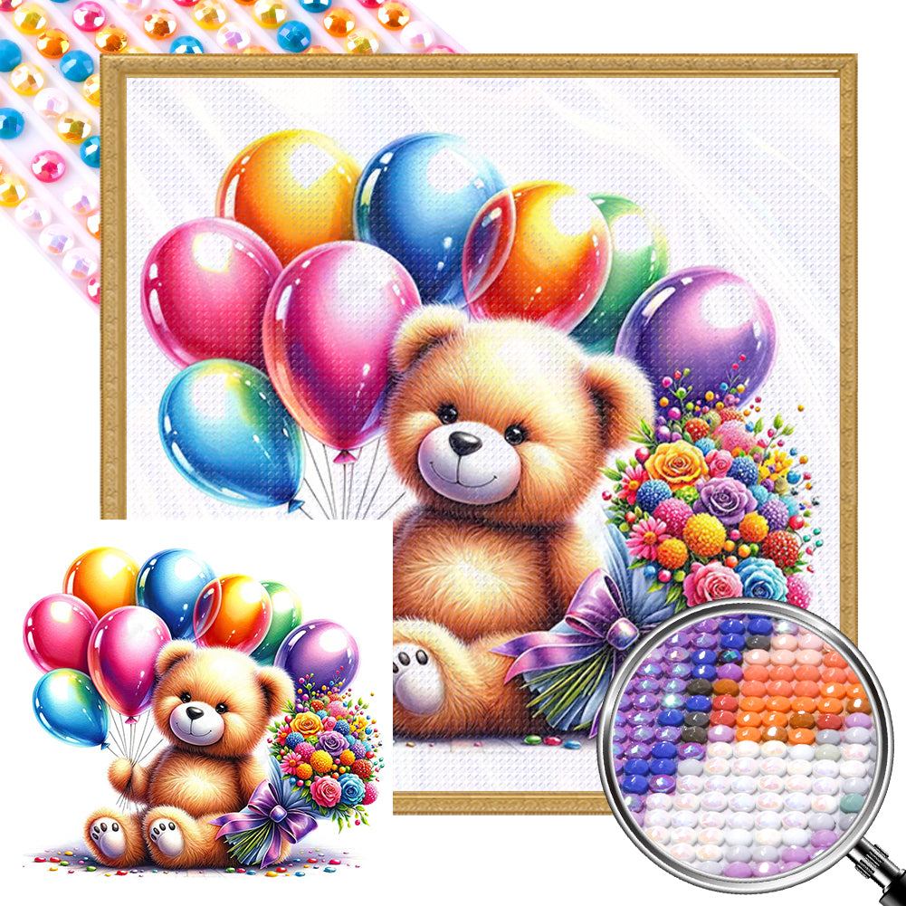 AB Diamond Painting - Full Round - balloon gift bear (40*40CM)