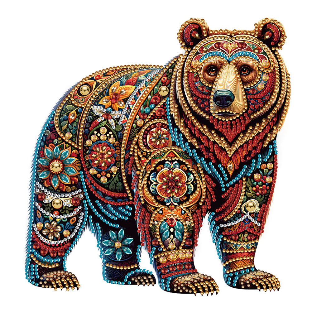 Diamond Painting - Partial Special Shaped - Gorgeous bear (30*30CM)