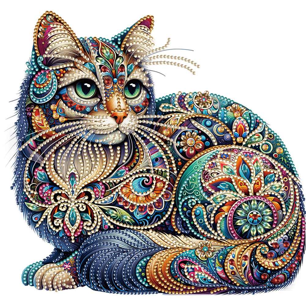 Diamond Painting - Partial Special Shaped - gorgeous cat (30*30CM)