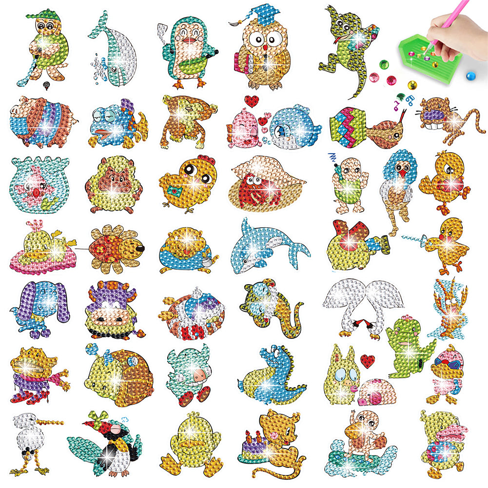 26/30/35/38/42/43 PCS Cartoon Diamond Sticker Art Craft Diamond Painting Sticker