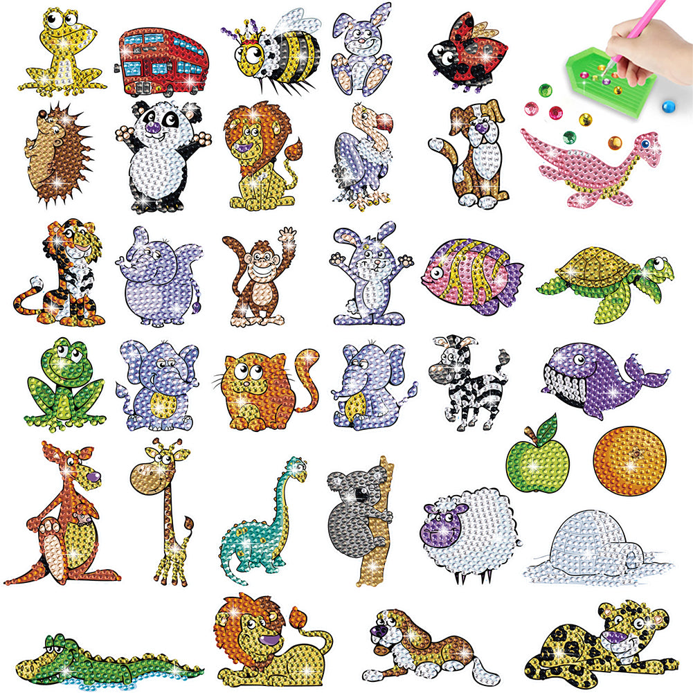 26/30/35/38/42/43 PCS Cartoon Diamond Sticker Art Craft Diamond Painting Sticker