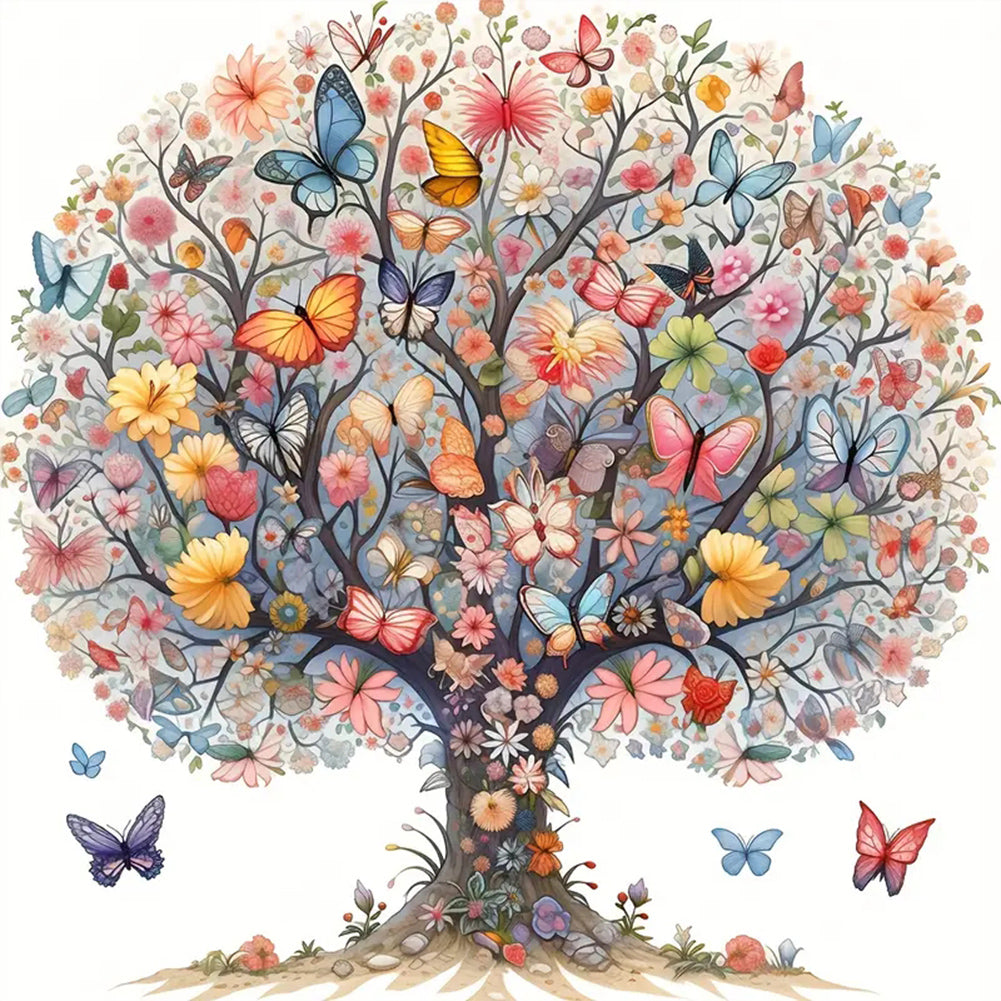 Diamond Painting - Full Round - butterfly tree (40*40CM)