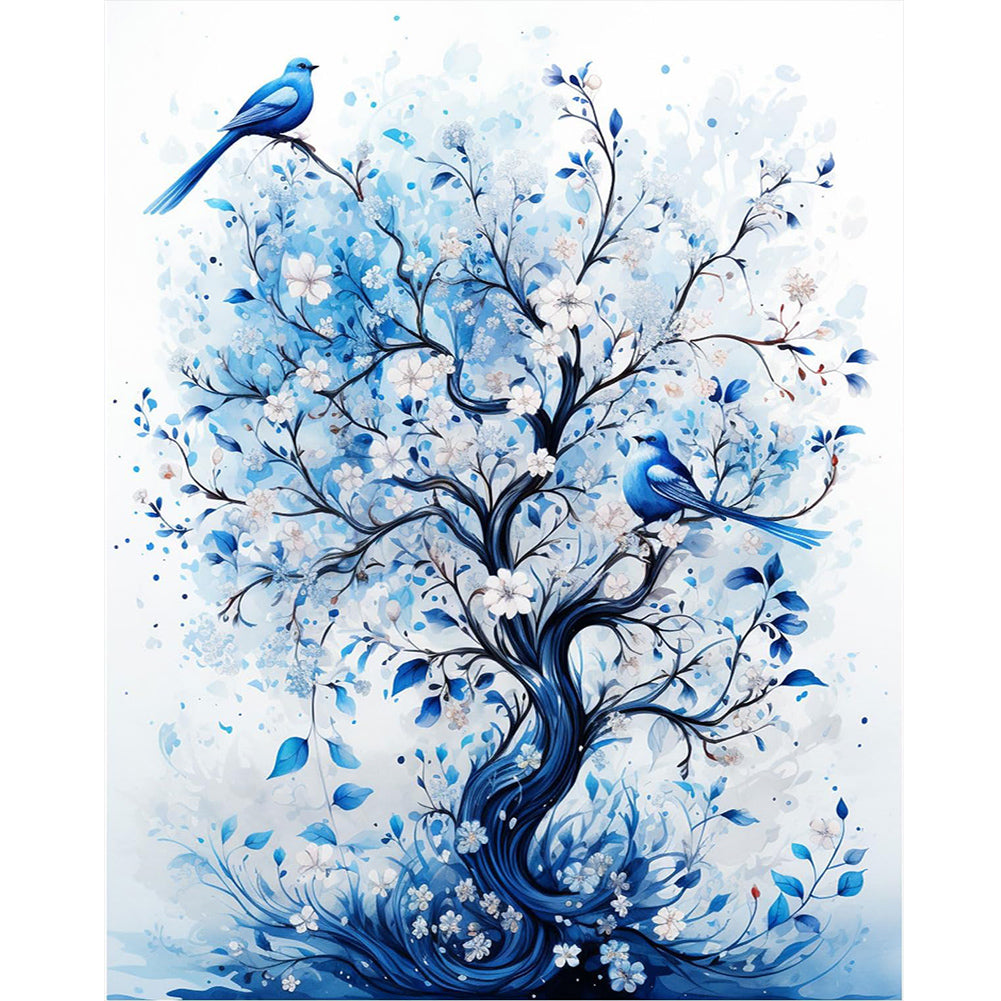 Diamond Painting - Full Round - blue flower tree (40*50CM)