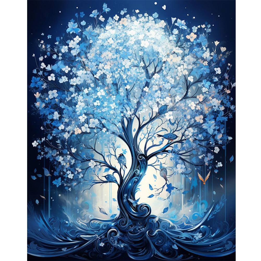 Diamond Painting - Full Round - blue flower tree (40*50CM)
