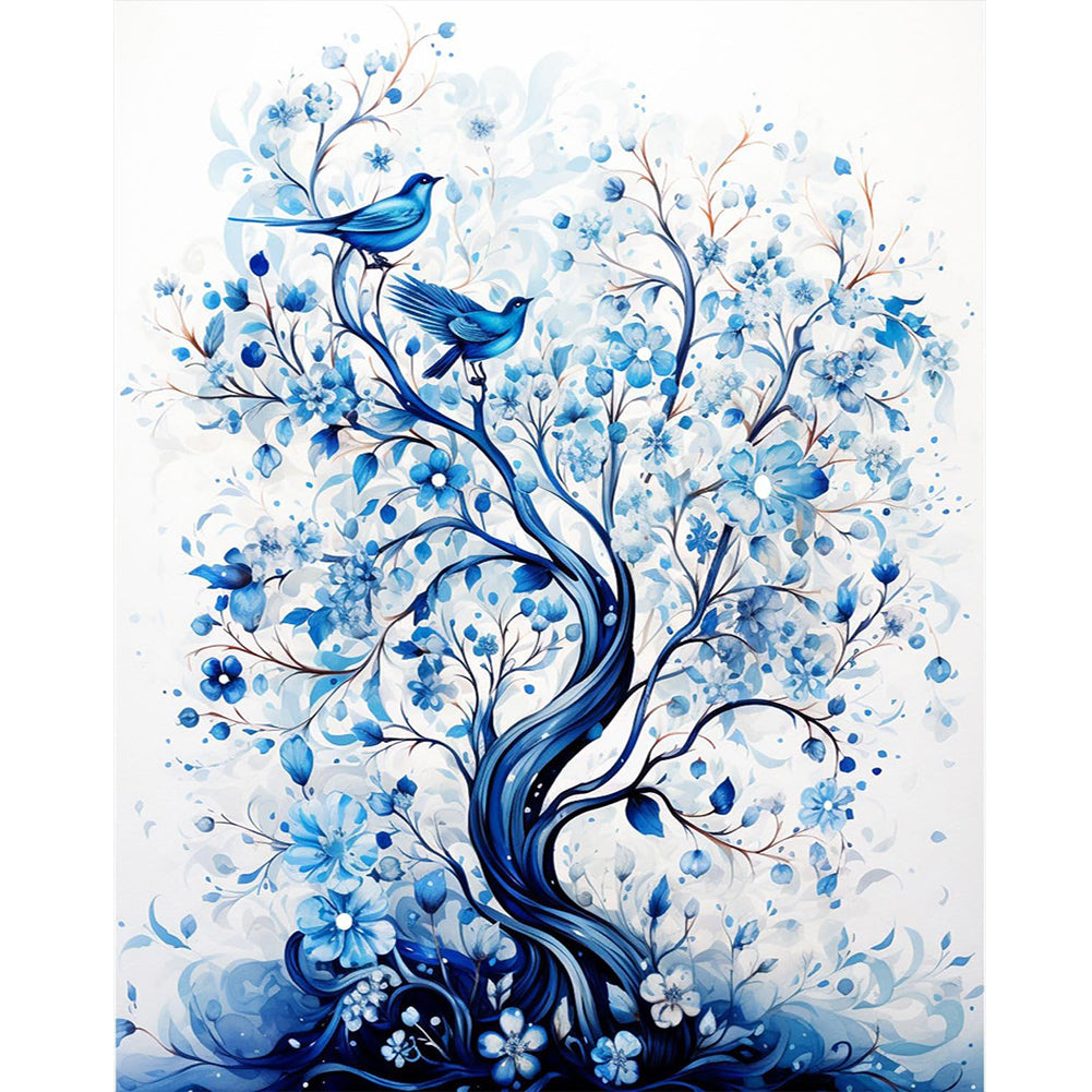 Diamond Painting - Full Round - blue flower tree (40*50CM)