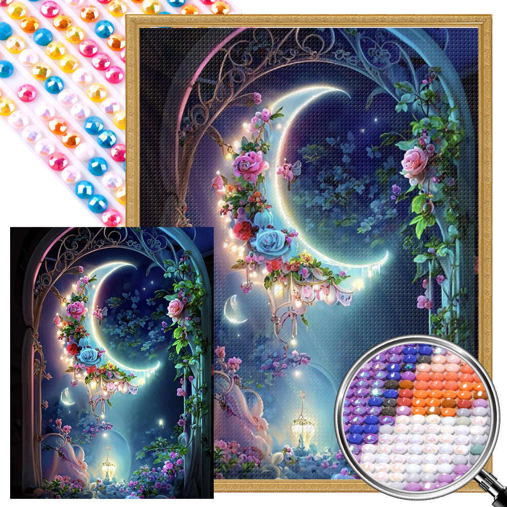 AB Diamond Painting - Full Round - flower moonlight (30*40CM)