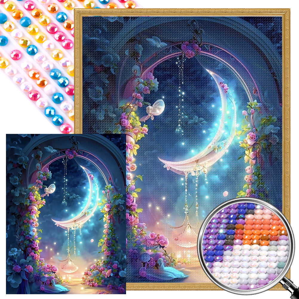 AB Diamond Painting - Full Round - flower moonlight (30*40CM)