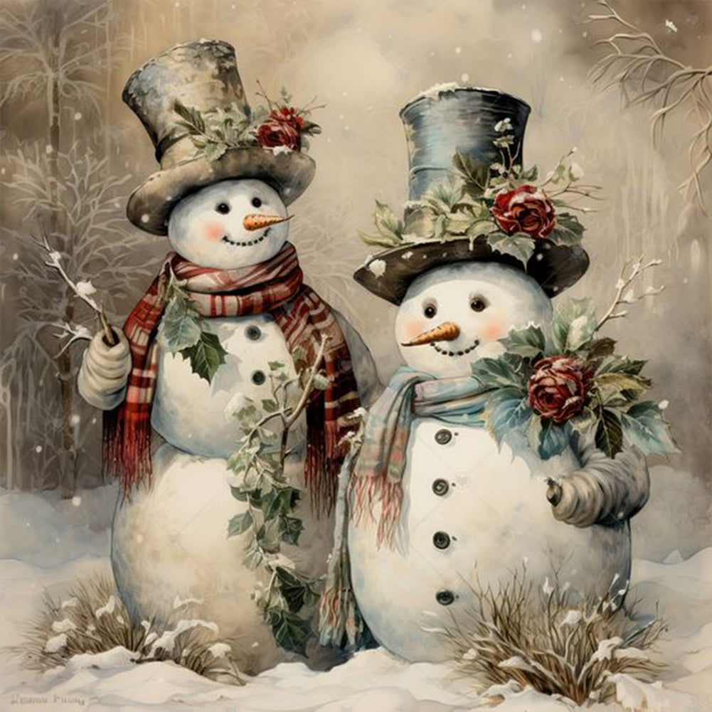 Diamond Painting - Full Round - Christmas snowman (30*30CM)