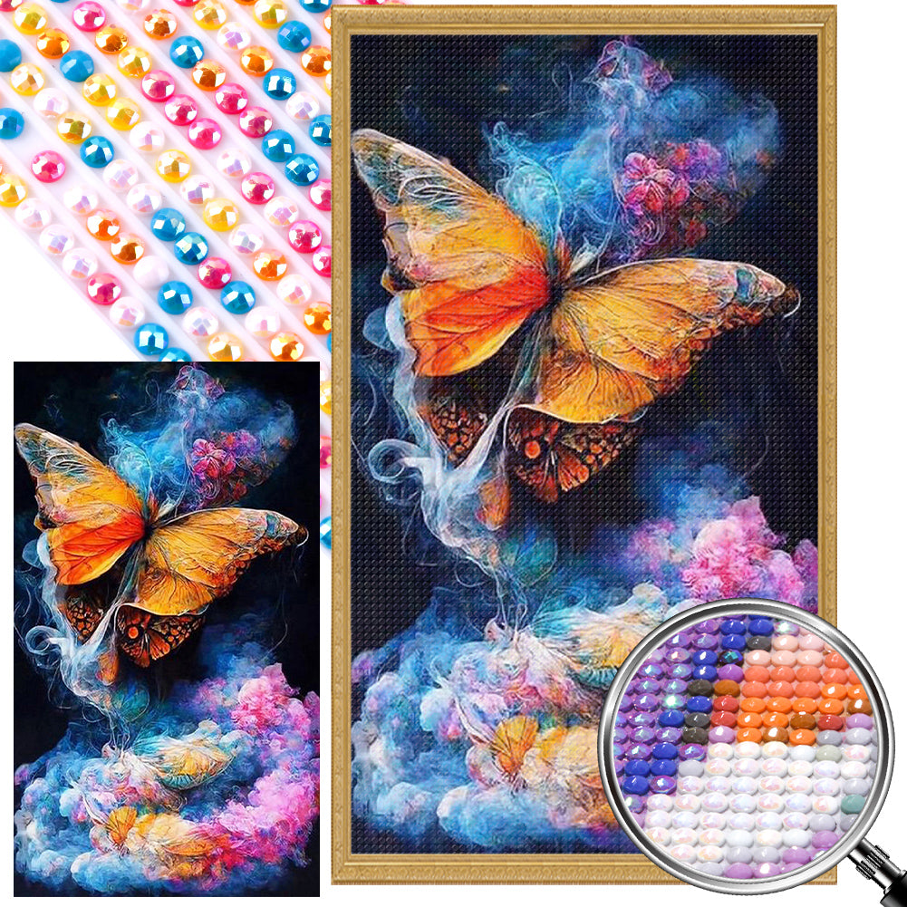AB Diamond Painting - Full Round - colorful mist butterfly (40*70CM)