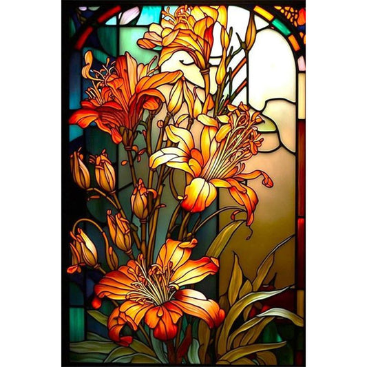 AB Diamond Painting - Full Round - Lily glass painting (40*60CM)