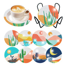 Load image into Gallery viewer, 8 PCS Wooden Diamond Painting Art Coasters Kits with Holder (Colourful Desert)
