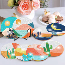 Load image into Gallery viewer, 8 PCS Wooden Diamond Painting Art Coasters Kits with Holder (Colourful Desert)
