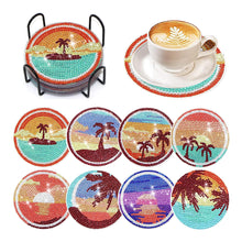 Load image into Gallery viewer, 8 PCS Wooden Diamond Painting Art Coasters Kits with Holder (Dazzling Holiday)
