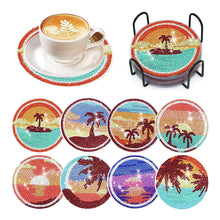 Load image into Gallery viewer, 8 PCS Wooden Diamond Painting Art Coasters Kits with Holder (Dazzling Holiday)
