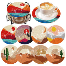 Load image into Gallery viewer, 8 PCS Wooden Diamond Painting Art Coasters Kits with Holder (Desert Scenery)
