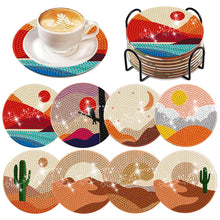 Load image into Gallery viewer, 8 PCS Wooden Diamond Painting Art Coasters Kits with Holder (Desert Scenery)
