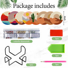 Load image into Gallery viewer, 8 PCS Wooden Diamond Painting Art Coasters Kits with Holder (Desert Scenery)
