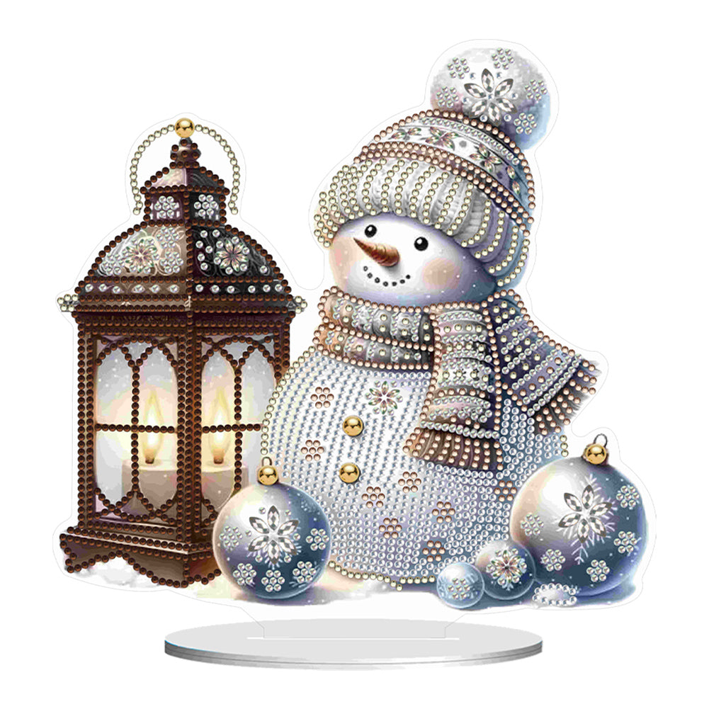 Xmas Snowman Round+Special Shape Diamond Painting Desktop Decor for Office Decor