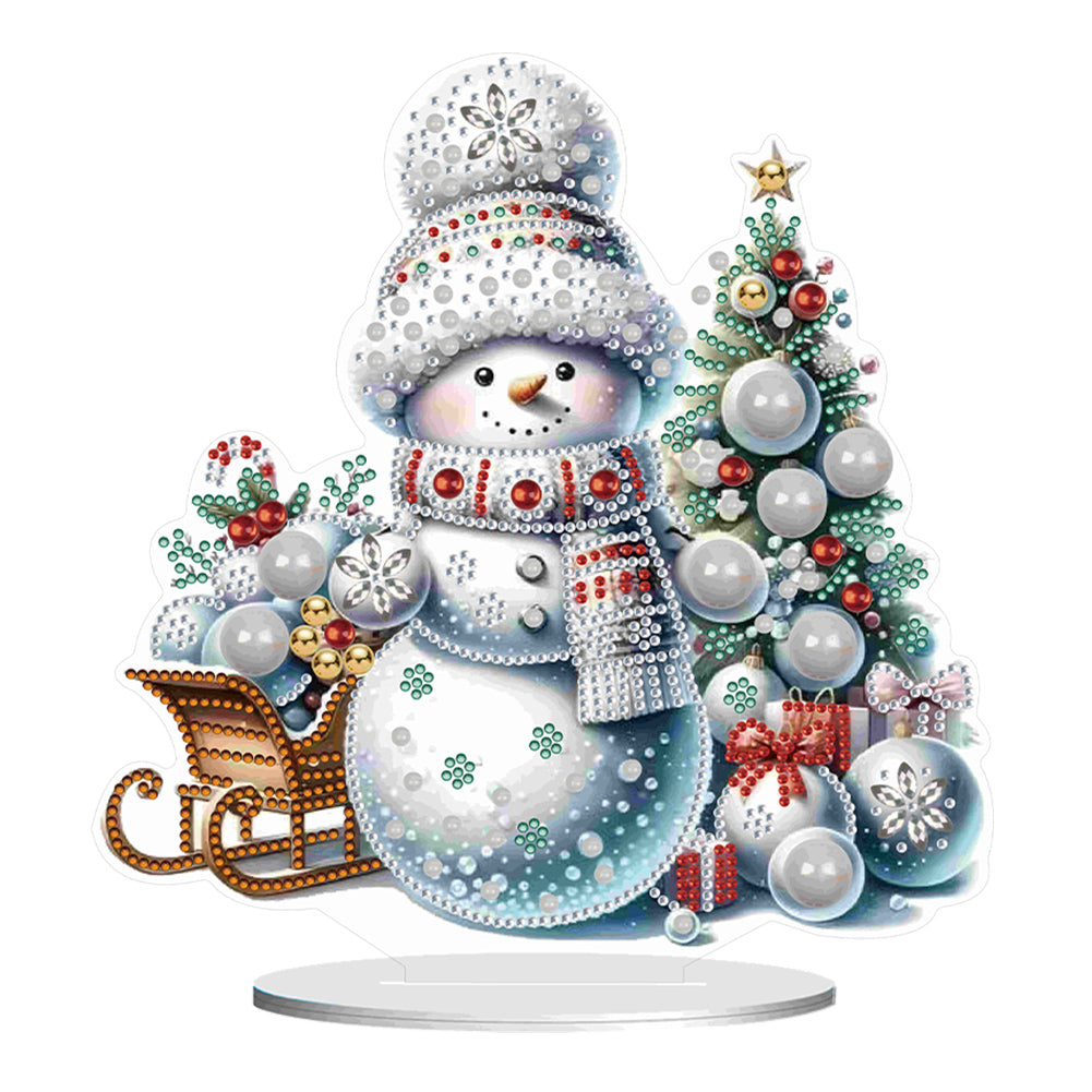 Xmas Snowman Round+Special Shape Diamond Painting Desktop Decor for Office Decor