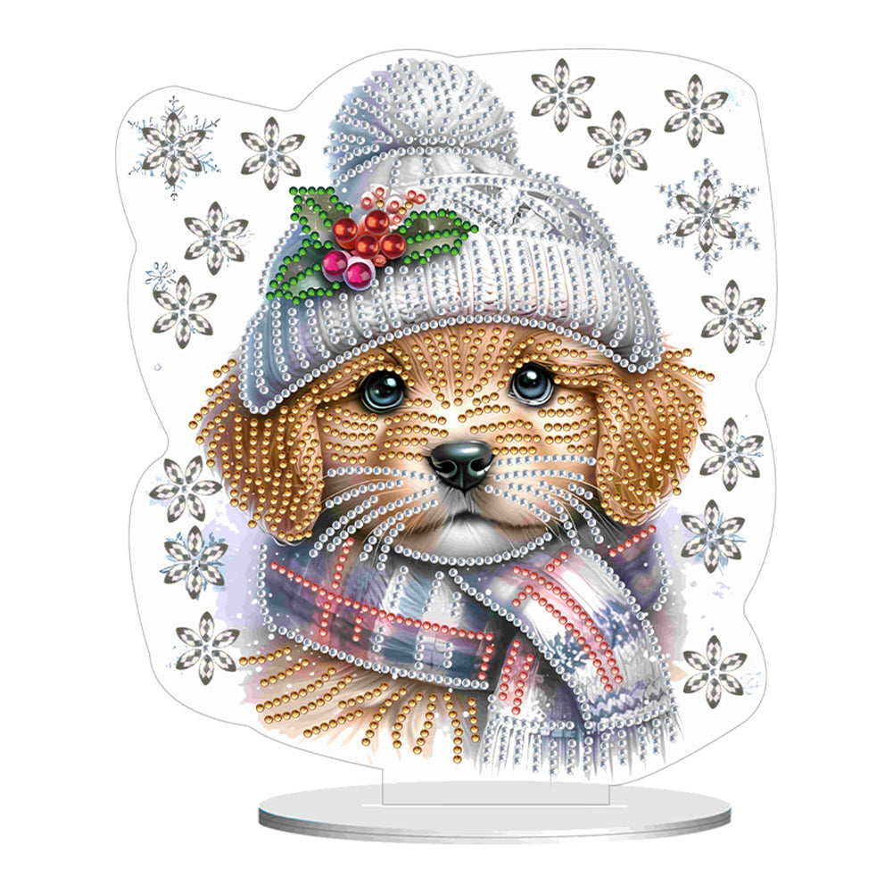Acrylic Winter Dog Diamond Painting Desktop Decorations for Office Desktop Decor